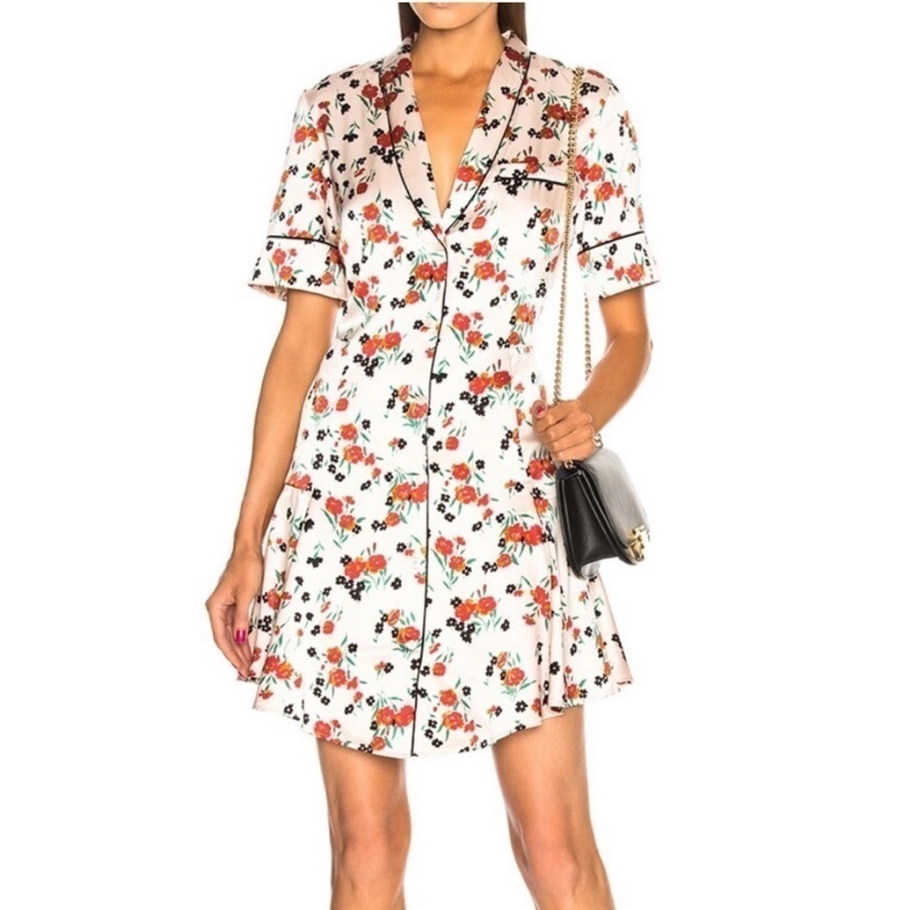 ALC Floral Silk Ruthie Pajama Dress Pink Black Red Size 8
